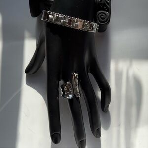 Silver Textured Cuff Bracelet